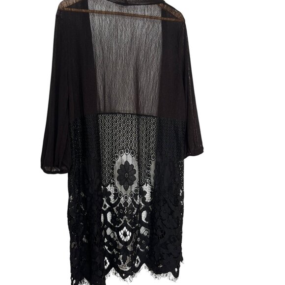 SIREN LILY Black Sheer Coverup Duster Cardigan Women's 1X Whimsigoth Witchy - Picture 5 of 9